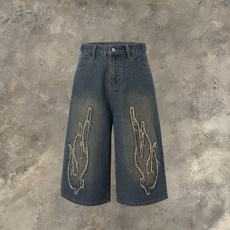 Cropped Patch Denim Jeans