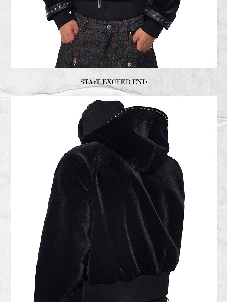 Gold Velvet Hooded Jacket