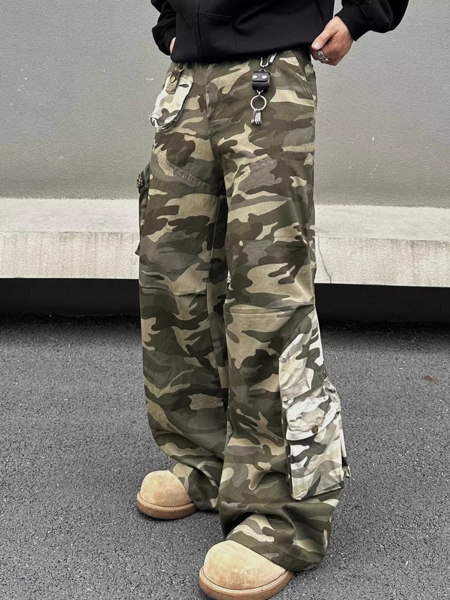 Denim Stitched Camouflage Pants