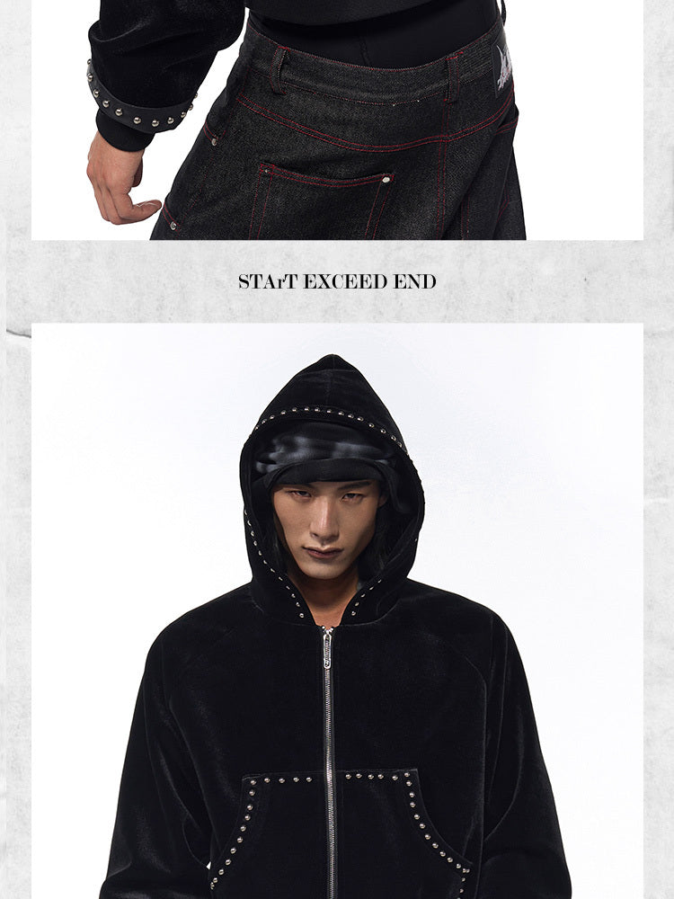 Gold Velvet Hooded Jacket