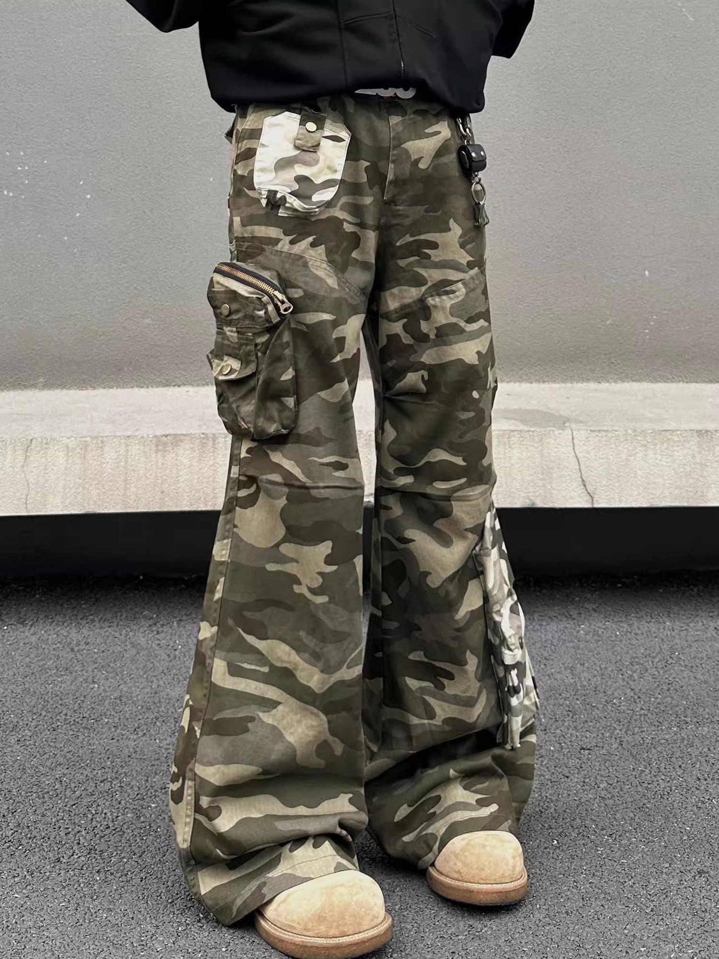 Denim Stitched Camouflage Pants