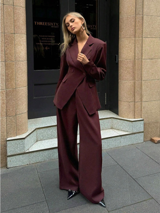 Aloruh Women's Notched Collar Jacket And Pants