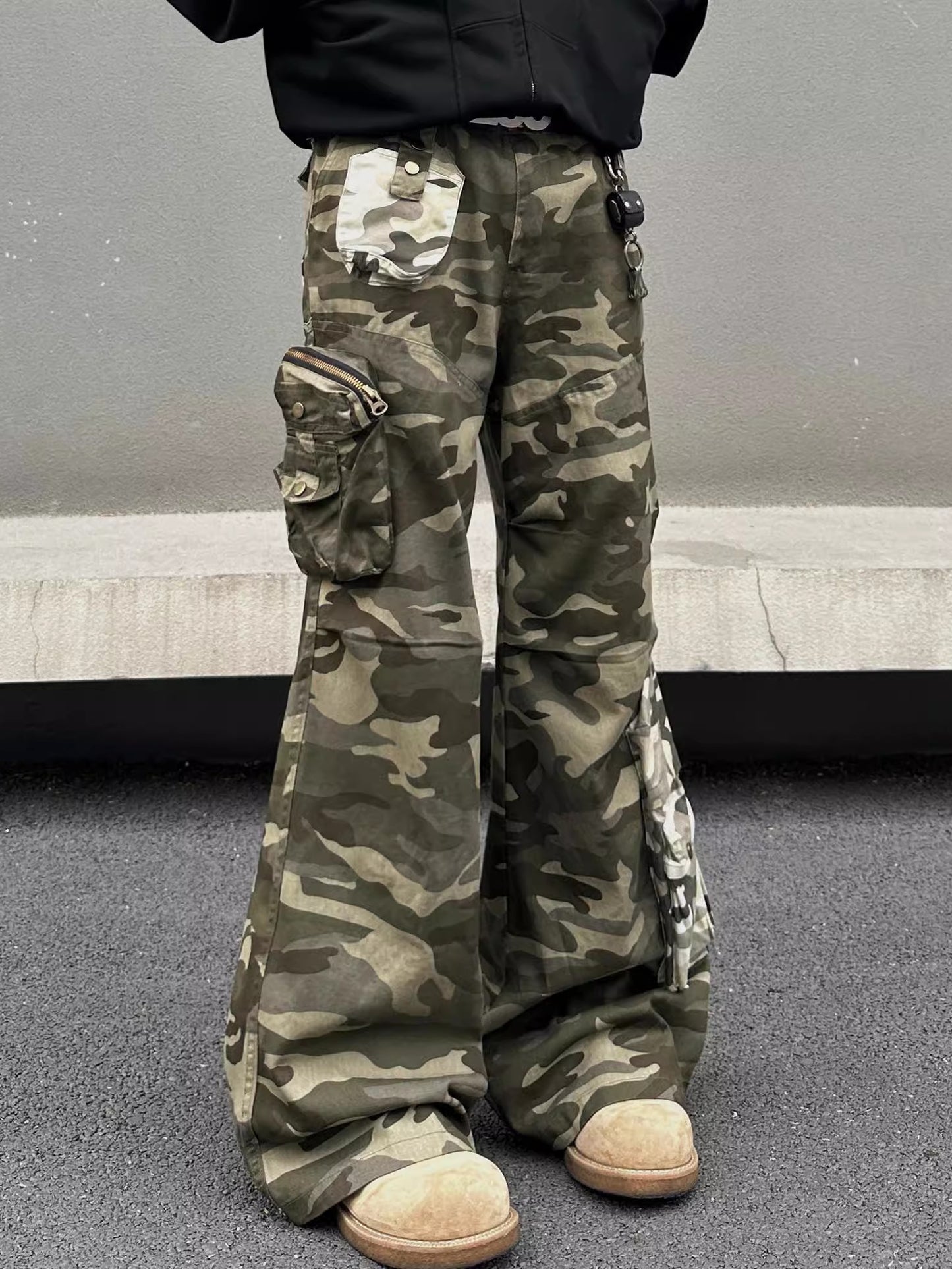 Denim Stitched Camouflage Pants