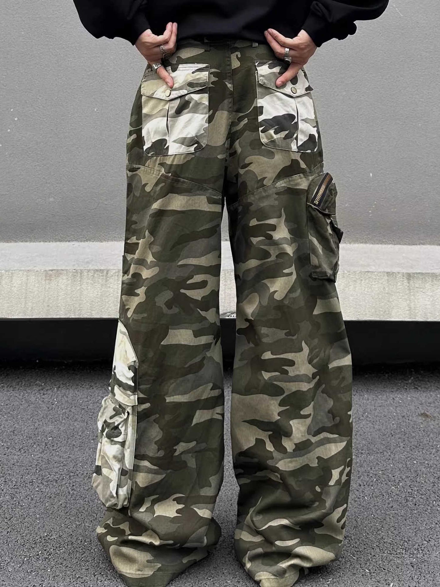 Denim Stitched Camouflage Pants