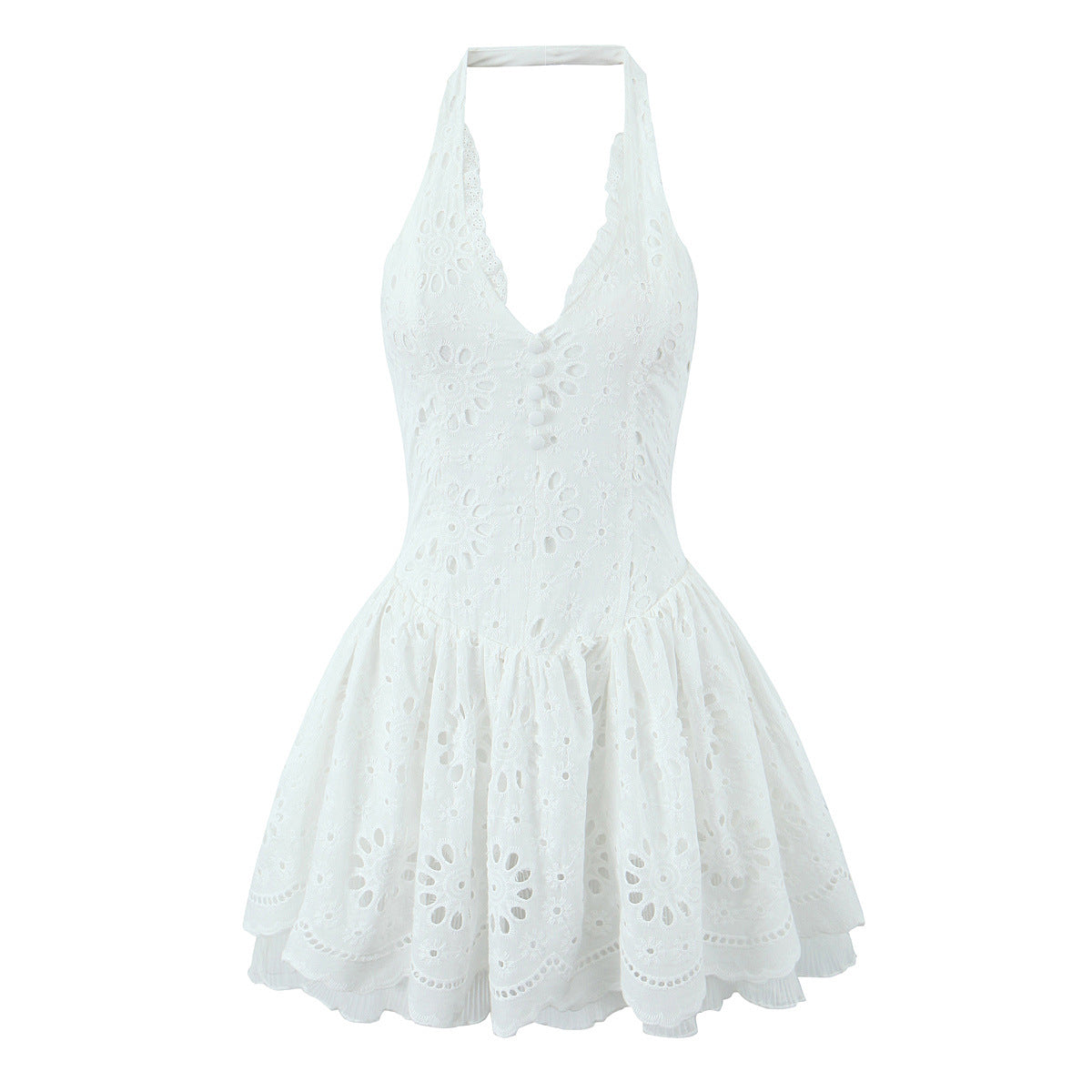 Lace Embroidery Halter Slim Fit Dress