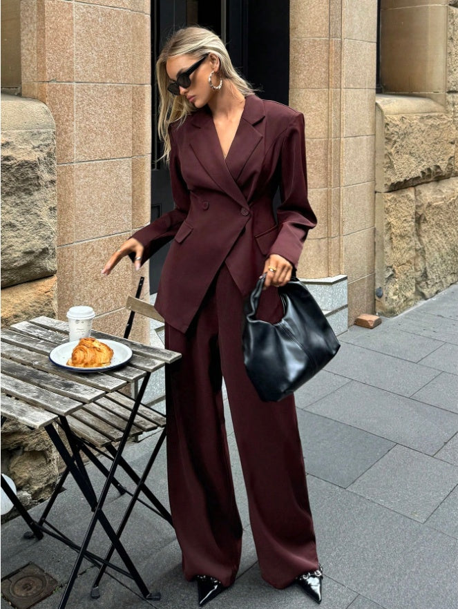 Aloruh Women's Notched Collar Jacket And Pants