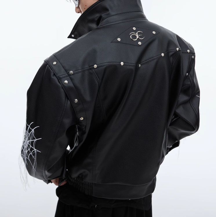 Spider Web Tassel Motorcycle Leather Coat