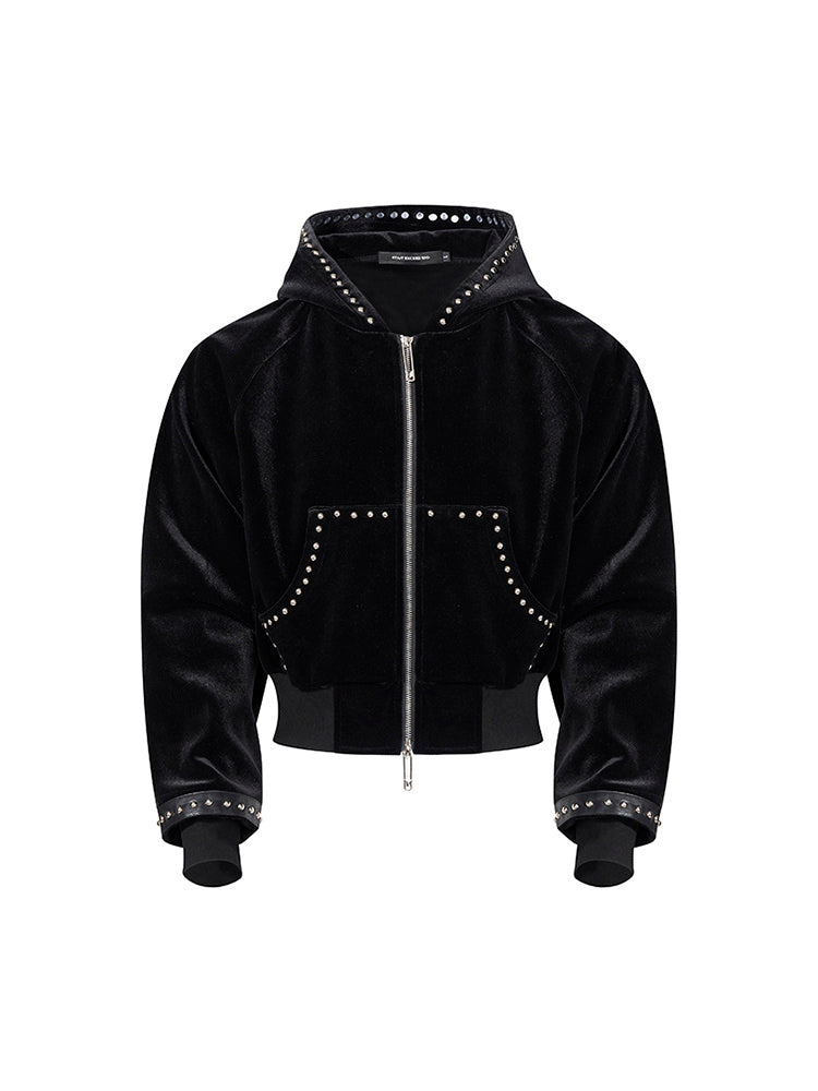 Gold Velvet Hooded Jacket